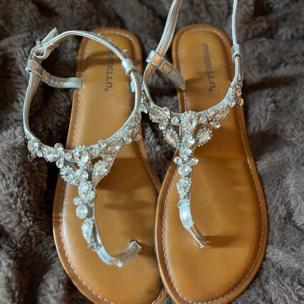 Marbella silver jeweled wedding sandals